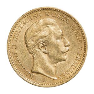 20 mark Guillaume II (Allemagne), pièce en or, avers