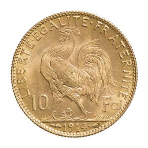 Demi-Napoléon 10 francs Coq Marianne (France), pièce en or, revers