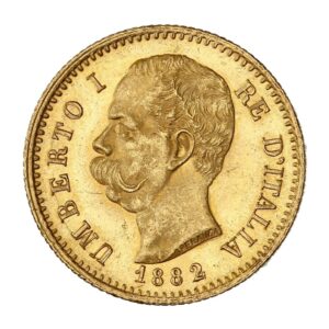 20 lire Umberto I (Italie), pièce en or, avers
