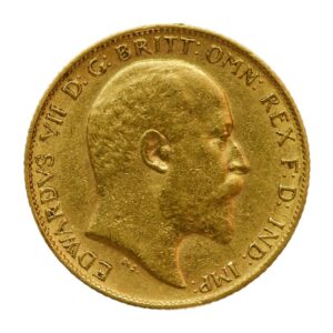 1/2 souverain Édouard VII (Royaume-Uni), pièce en or, avers