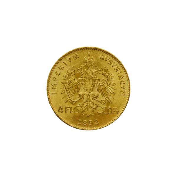 4 Florins / 10 Francs - Franz Joseph | Or – Image 2