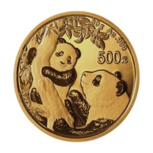 Revers de la pièce China Panda 30 g en or, deux pandas et la mention 30 g Au .999
