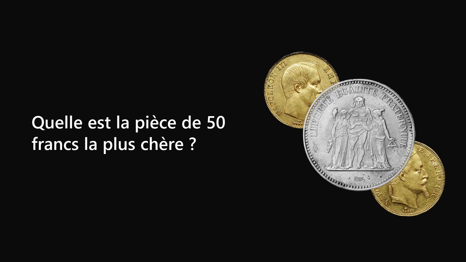 Pièces de 50 francs or et argent sur fond noir